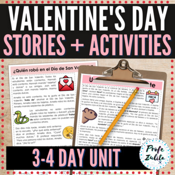Preview of Spanish Valentine's Day Reading - San Valentín Short Story + Activities