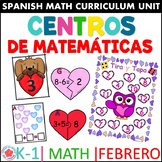 Spanish Valentine's Day Math Centers Centros de Matemática