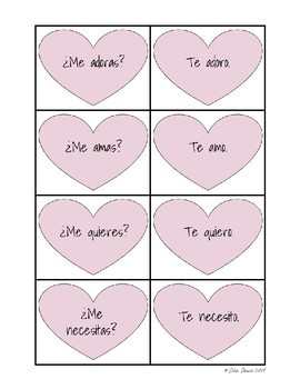 Spanish Valentine's Day: Memory Game with Conversation Hearts! by Srta ...
