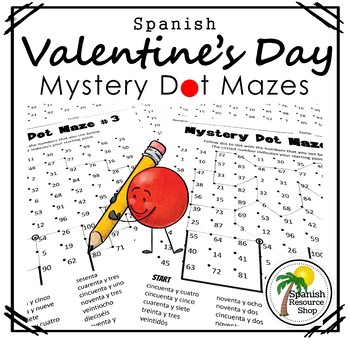 Preview of Spanish Valentine's Day Mystery Dot Mazes