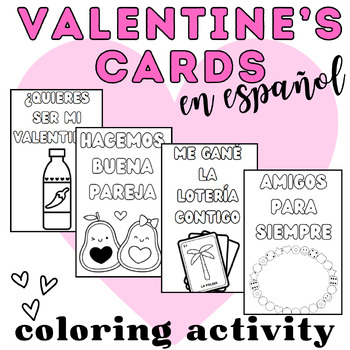 Preview of Spanish Valentine's Day Pun Cards: Coloring Printable Activity en español