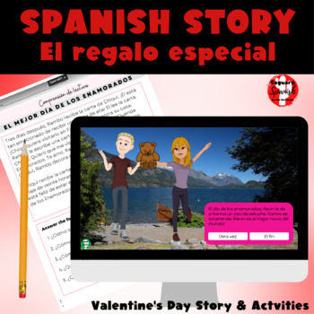 Preview of Spanish Valentine's Day Story | Choose Your Own Ending Story | El regalo