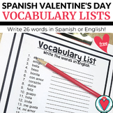 Spanish Valentine's Day Vocabulary Lists - Free Spanish Wo