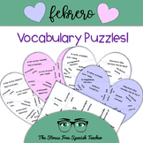 Spanish Valentine's Day Vocabulary Puzzles, El Dia de San 