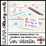 Spanish Valentine's Llama Coloring Cards