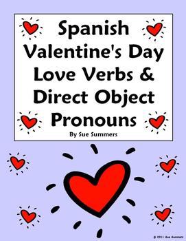 Preview of Spanish Direct Object Pronouns and Love Verbs - Valentine's Day