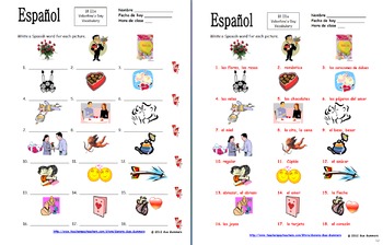 spanish valentine s day vocabulary ids worksheet el dia de san valentin