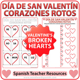 Spanish Valentine's Day Worksheet and Flash Cards - Broken Hearts