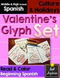 Spanish Valentine's Glyph Set of 3 Read and Color Activiti