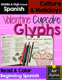 Spanish Valentine's Cupcake Glyph - Read and Color - Beginning