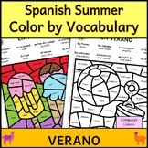 Spanish Verano colorea por vocabulario - Summer Color by V