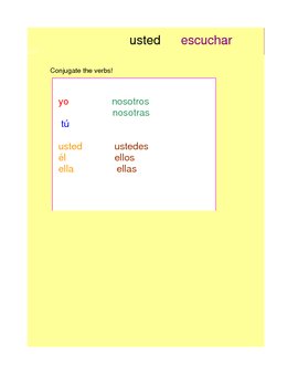 Preview of Spanish Verb Conjugation Practice - All tenses