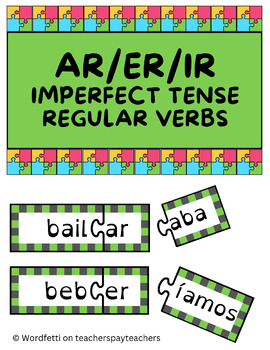 Preview of Spanish Verb Conjugation Puzzle - Past Imperfect Tense Regular AR/ER/IR Verbs