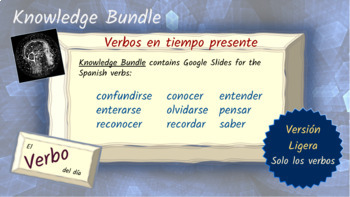 Preview of Spanish Verb Conjugation Slides Bundle-Knowledge Verbs / Verbos de Conocimiento