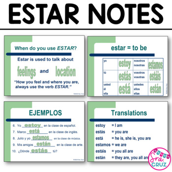 Preview of Spanish Verb Estar Notes