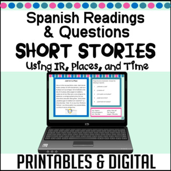 Preview of Spanish Verb IR, City Places, Time Readings |Spanish Short Stories and Questions