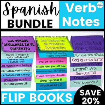 Preview of Spanish Verb Notes and Practice Flip Books BUNDLE