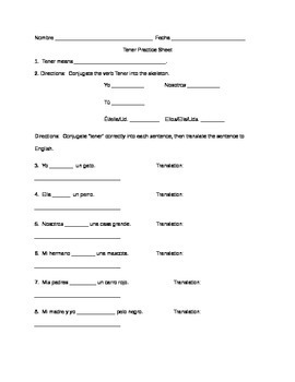 34 The Verb Tener Worksheet - Worksheet Resource Plans