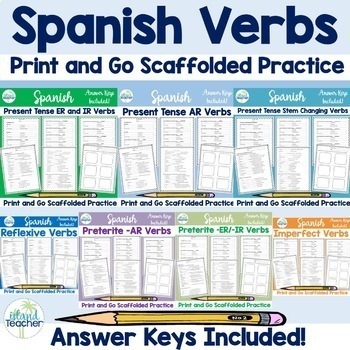 Preview of Spanish Verb Worksheets Conjugation Practice Bundle