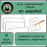 Spanish Verbs Comprehension Check of Presente o Pasado 4 q