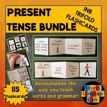 Preview of Spanish Verbs Flashcards Interactive Notebook Trifold Spanish Present Tense