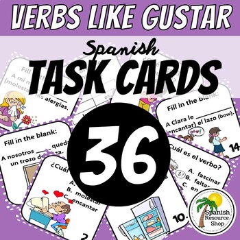 Preview of Spanish Verbs Like Gustar Task Cards