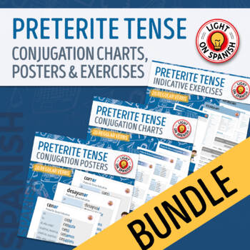 Preview of Spanish Preterite Tense Regular Conjugation Charts, Posters and Exercises Bundle