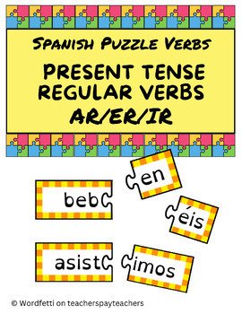 Preview of Spanish Verbs Puzzle - Present Tense Regular AR/ER/IR Verbs