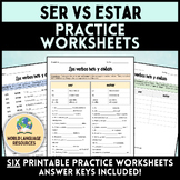 Spanish Verbs SER vs ESTAR - Practice Worksheets