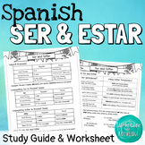 Spanish Verbs Ser and Estar Study Guide and Worksheet