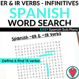 Spanish Verbs Word Search - ER and IR Verbs - Spanish Infi
