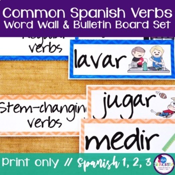 Preview of Spanish Common Verbs Word Wall and Bulletin Board Set - 68 common infinitives