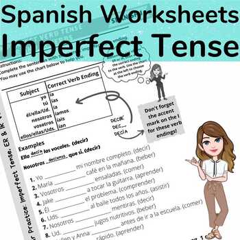 Preview of Spanish Imperfect AR, ER, IR and Irregular Verbs Conjugation Practice Worksheets