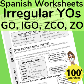 Preview of Spanish Irregular YO Verb Forms, GO, IGO, ZCO and ZO Present Tense Practice