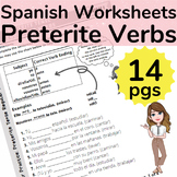 Preterite Tense Spanish Worksheets AR/ER/IR Regulars and S