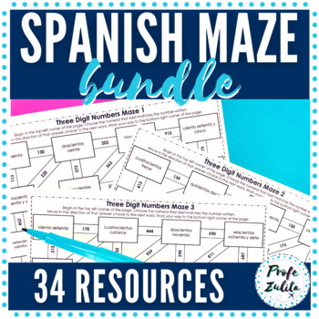 Preview of Spanish Verbs and Grammar Activities Maze Laberinto BUNDLE