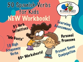 Preview of Spanish Verbs for Kids! (NEW Workbook! 51 Verbs! Present Tense Conjugation)