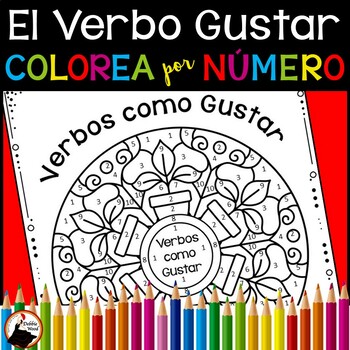 Preview of Spanish Verbs like Gustar Worksheets - Color by Number Activity - Los Colores