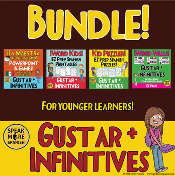 Preview of Spanish Verbs with Gustar. Spanish Word Kids Bundle for Younger Learners!
