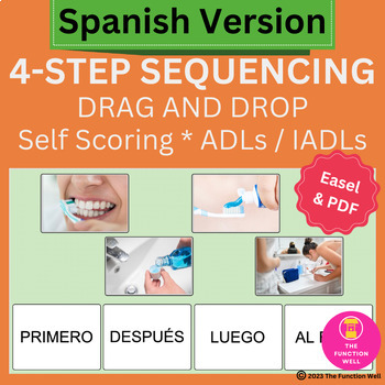 Preview of Spanish Version - 4 Step Sequencing Task Pictures - ADLs, IADLs - Adult Therapy