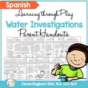 Preview of Spanish Version Water Investigations Learning Through Play Parent Handouts