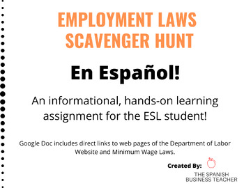 Preview of Spanish Version of Employment Laws Scavenger Hunt