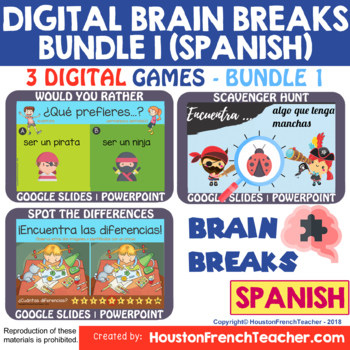 Preview of Spanish Virtual Meeting Games - Digital Brain Breaks - BUNDLE 1 (25%)