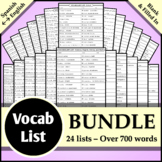 Spanish Vocab List Bundle - 24 Lists - Over 700 words!