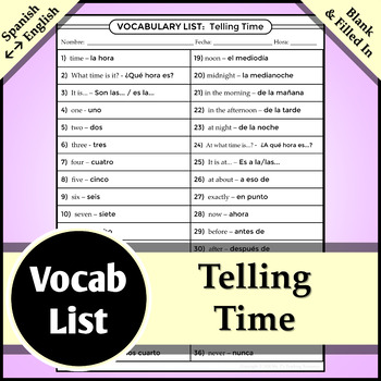 Telling the Time in English Vocabulary