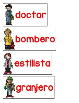 Preview of Spanish & English Vocabulary Cards {Community Helpers}