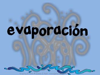 Preview of Spanish Vocabulary Cards: Water Cycle (El ciclo del agua)