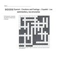 Spanish Vocabulary - Emotions and Feelings Crossword Puzzle