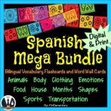 Spanish Vocabulary Flashcards and Word Wall Bundle