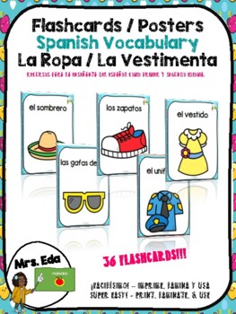 Spanish Vocabulary Flashcards / Posters - La ropa / La vestimenta ...